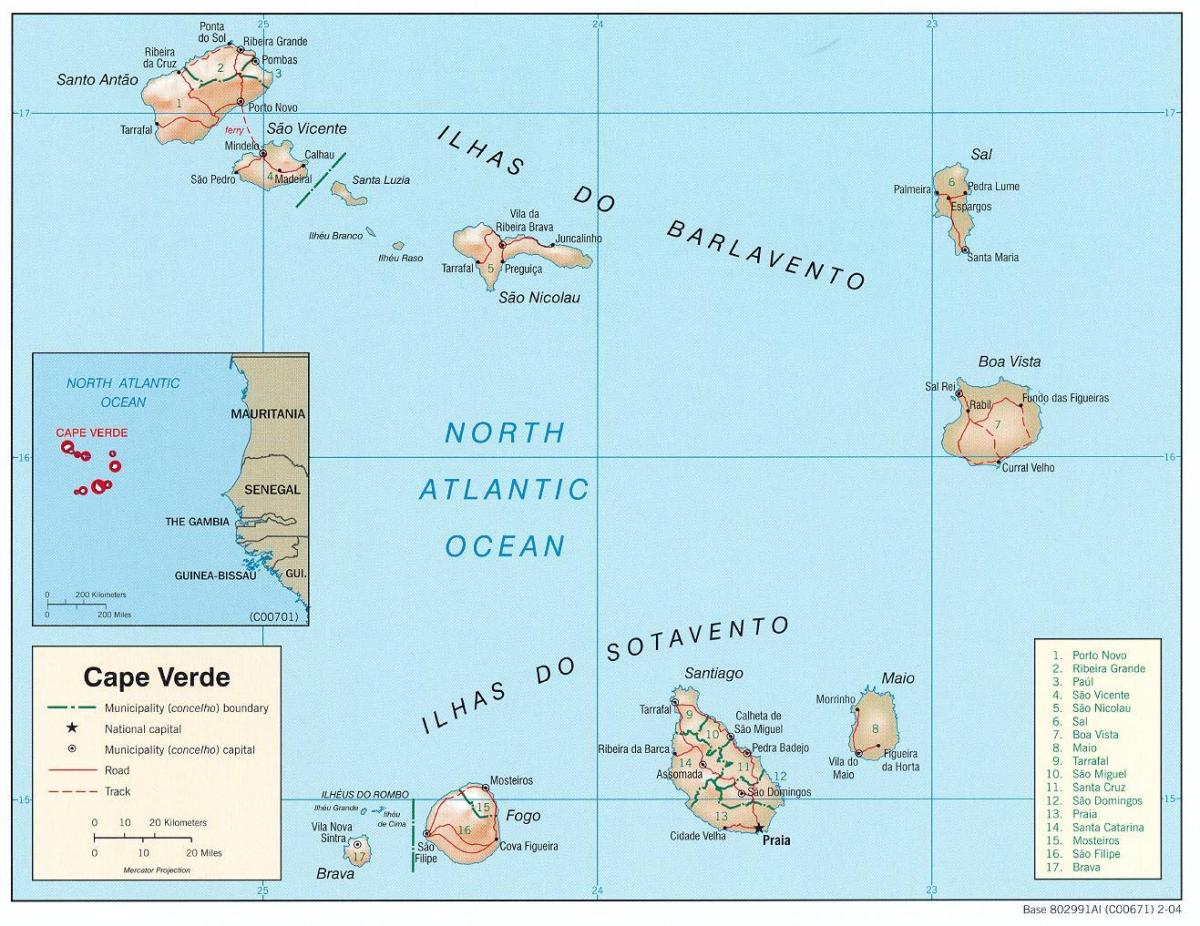 χάρτης που δείχνει πράσινο Ακρωτήριο